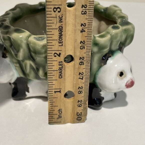 VTG Ceramic PANDA BEAR Planter Bamboo Holder Pot Fisherman's Fortune Majolica - Picture 7 of 8